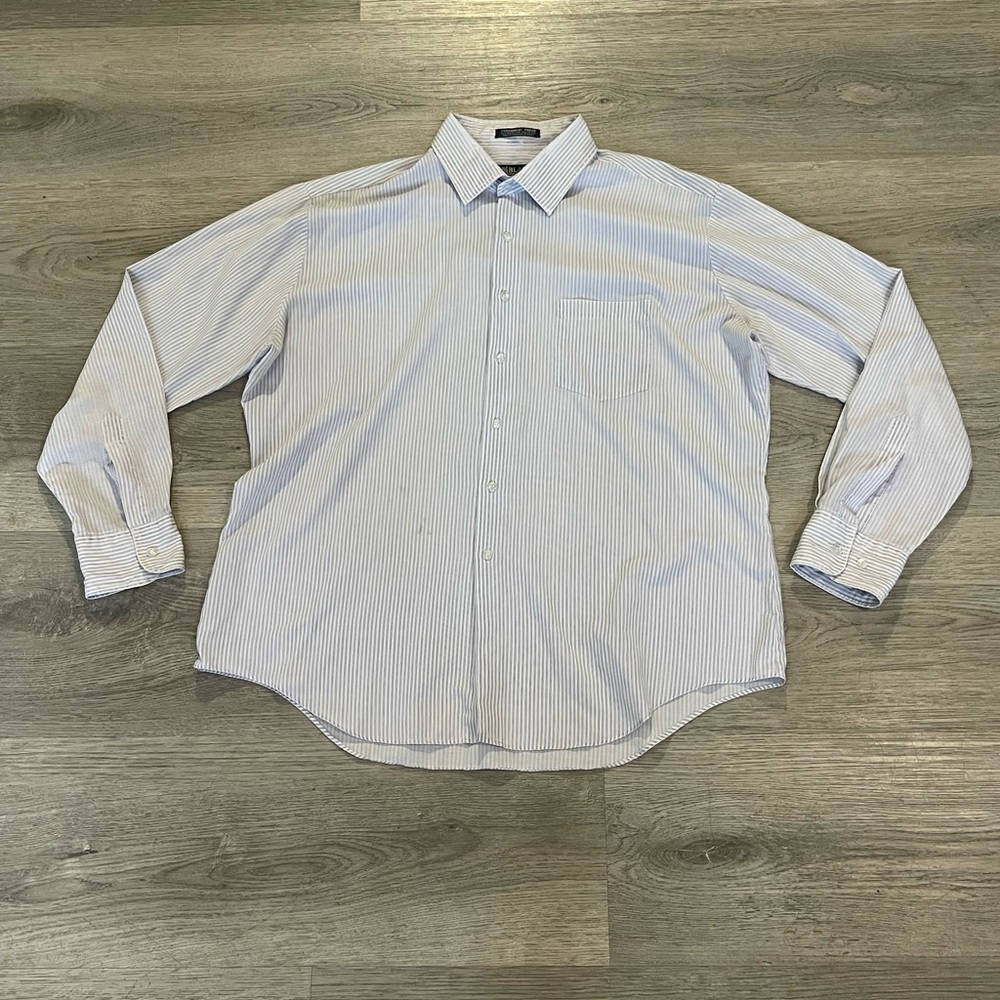 vintage Ralph Lauren like white/ blue striped button up longsleeve